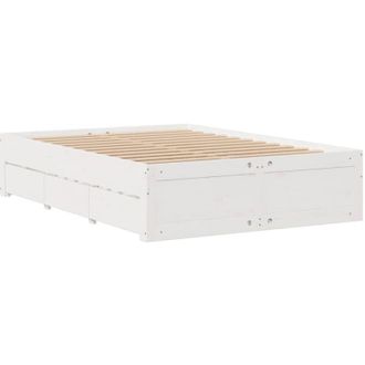 vidaXL Cama Con Cajones Sin Colch&oacute;n Madera Maciza Blanca 150x200 Cm Vidaxl