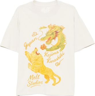 Melt T-shirt met grafische print - Beige