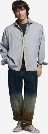 Desigual Camicia bianca con scritta effetto consumato-Bianco