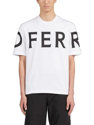 Ferragamo Logo-Print Cotton T-Shirt - White