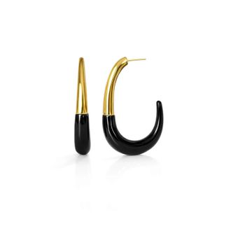 Gold & Honey Womens J Hoop Earrings In Black