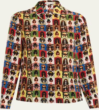 Alice & Olivia Finely Embellished Oversized Blouse