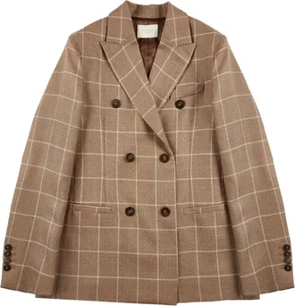 Montedoro Red double-breasted check jacket - women - Virgin Wool/Viscose - 44 - Brown