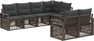 vidaXL Conjunto De Sof&aacute;s De Jard&iacute;n 7 Uds. 7-n&uacute;mero De Plazas Gris Vidaxl