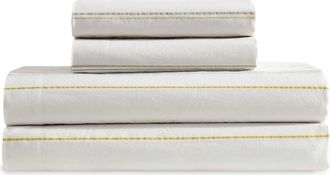 Calvin Klein Pinstripes 200 Thread Count Cotton Percale Sheet Set in Light/medium Yellow at Nordstrom, Size Full/queen