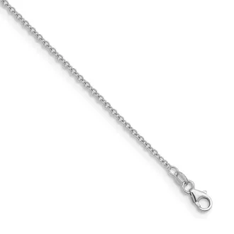 Diamond2Deal 14K White Gold Rhodium-plated Polished 2.0mm Solid Cable Chain Necklace
