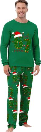 Generic 67 Mens Christmas Pajamas Set Trendy 67 Xmas Printed Tops and Pants Pyjama Sets 2-Piece Pjs Suit Comfy Soft Sleepwear Oversize Loungwear for Ugly Funn