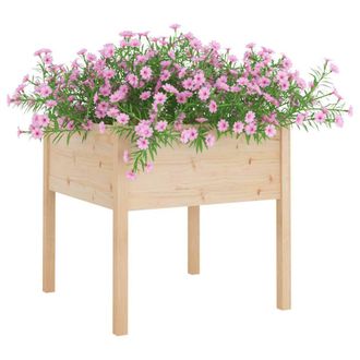 Berkfield Home Garden Planters 2 pcs 70x70x70 cm Solid Pinewood in Natural | Size: 70 x 70 x 70 cm