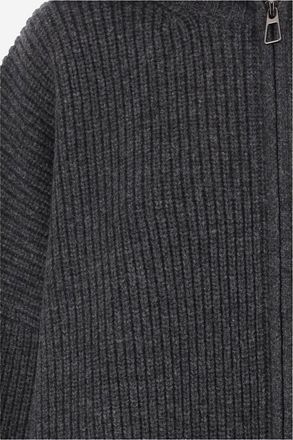Frankie Shop Womens Oversized Wool Cardigan Dark Grey Sweater