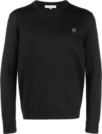 Maison Kitsun&eacute; Bold Fox Head Patch Regular Jumper - Heren - Ronde hals truien - Zwart - 2XL - Wol - Truien & Vesten