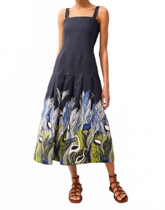 Marie Oliver Dixon Stitched-Down Box Pleats Dress In Heron