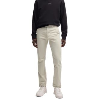HUGO BOSS Mens Solid Patterned Slim Chinos in Light Beige - Size 34W/32L