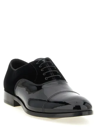 Doucal's Patent Leather and Velvet Oxford - Black