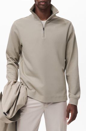Mango Thermoregulated Regular Fit Quarter Zip Sweater in Light/Pastel Grey at Nordstrom, Size Medium