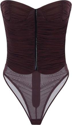 Elisabetta Franchi Tops, Dames, Bruin, M, Stretch Jersey Bodysuit