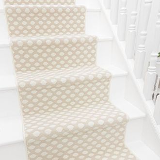 Runrug Stair Runner Carpet for Staircases - Soft & Comfy, 9mm - Honeycomb in Beige | Size: 60 cm x 720 cm