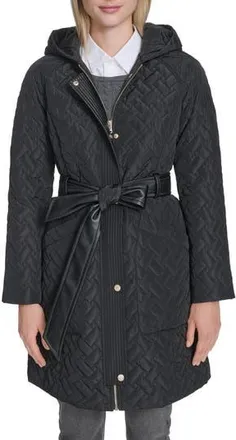 Cole Haan Belted Quilted Jacket in Black at Nordstrom Rack, Size X-Small