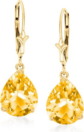 Ross-Simons Pear-Shaped Citrine Drop Earrings in 14kt Yellow Gold