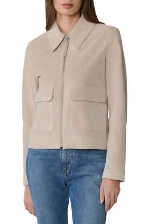 Soia & Kyo Allan Front Zip Suede Jacket in Almond at Nordstrom, Size Xx-Small