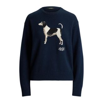 Ralph Lauren Round-neck Knitwear, female, Blue, Size: 2XS Riednee Long Sleeve Pullover