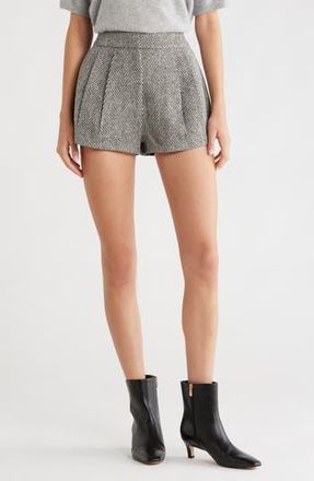 ASTR the Label Sorine Herringbone Wool Blend Shorts in Grey Herringbone at Nordstrom Rack, Size Medium