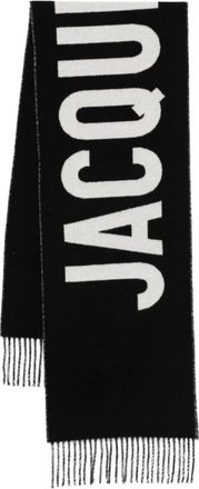 Jacquemus Fringe Logo Sjaal - Heren - Wintersjaals - Zwart - ONE Size - Wol - Accessoires