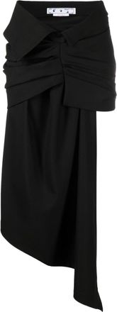 Off-white box-pleat asymmetric skirt - women - Polyester/Virgin Wool/Elastane - 36 - Black