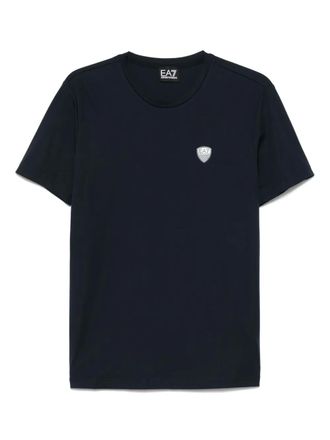 Emporio Armani logo-patch T-shirt - men - Polyamide/Elastane/Viscose - M - Blue