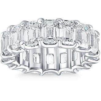 Pompeii3 11 1/2Ct Emerald Cut Diamond Eternity Ring Gold or Platinum Band Lab Grown