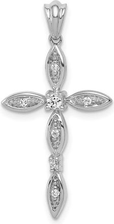Diamond2Deal 14k White Gold 1/10 Ct Round Diamond Cross Charm Pendant