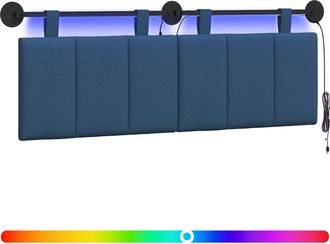 vidaXL Cabecero Colgante Con Luz Led Azul Tela Vidaxl