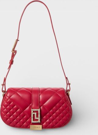 Versace Womens Logo Leather Shoulder Bag - Red - One Size