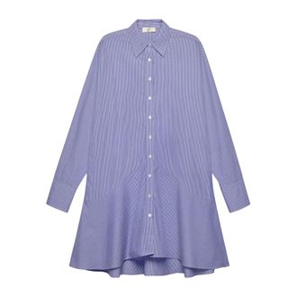 Bite Studios Shirt Dresses, female, Blue, Size: XS Striped Petal Bottom Shirt Dress