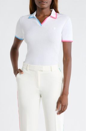 G/Fore Tipped Rib Cotton Blend Golf Polo in Snow at Nordstrom, Size X-Large