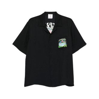 Casablanca Degrade Monogram Short Sleeve Linen Shirt - male - Casablanca - Short Sleeve Shirts - Black - 2XL - Shirts