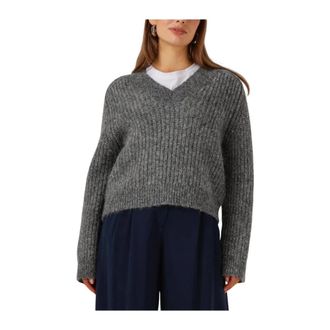 Selected Slfanjuli LS Knit V-Neck - Dames - V-hals truien - Grijs - L - Truien & Vesten