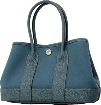 Herm&egrave;s Blue Toile Officier Negonda Leather Tote Bag (Pre-Owned)