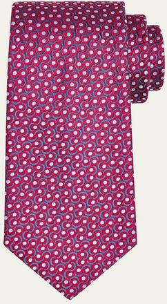 Charvet Mens Swirl Polka Dot Silk Tie