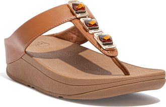 FitFlop Fino Crystal Wedge Flip Flop Sandal in Light Tan at Nordstrom Rack, Size 10