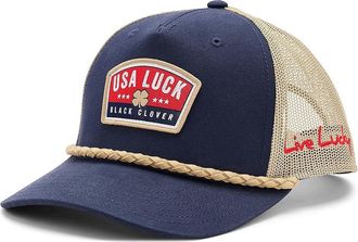 Black Clover Usa Lucky Rope Adjustable Hat Baseball Caps Navy/Camel Mesh, Cotton