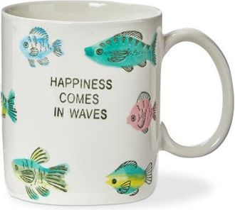 Tag Happiness Comes In Waves Mug Multi Stoneware Summer in White at Nordstrom