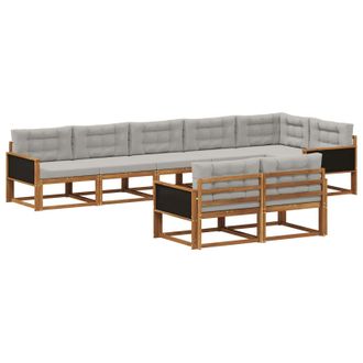 vidaXL Conjunto De Sof&aacute;s De Exterior 8 Pcs Natural Y Gris Claro Vidaxl