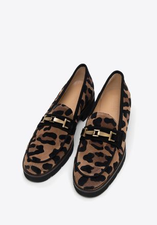 Wittchen Su&egrave;de Loafers met Luipaardprint voor Dames met Glanzende Gesp