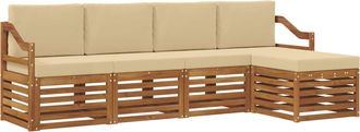 vidaXL Conjunto De Sof&aacute;s De Exterior 5 Uds. Natural Y Beige Vidaxl