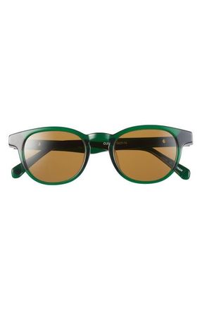 Eyebobs Clearly 46mm Round Polarized Sunglasses in Emerald Green /Brown at Nordstrom
