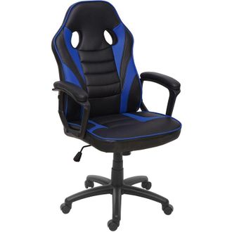 Hhg Hhg - Silla De Oficina 063, Silla De Escritorio Silla Giratoria Silla De Carreras Silla De Juegos, Imitaci&oacute;n De Cuero, Negro / Azul