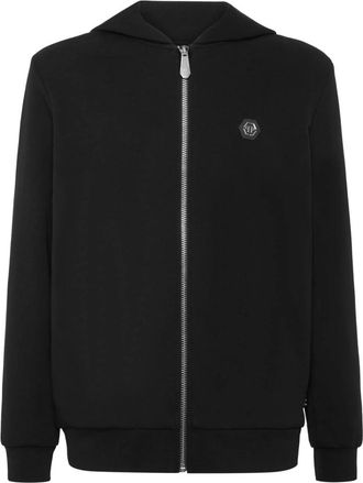 Philipp Plein Hoodies & sweatvesten, Heren, Zwart, M, Katoen, Fleece Zip Hoodie Skull America