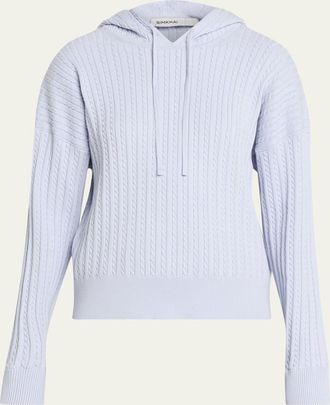 SIMKHAI Cashmere-Blend Cable-Knit Hoodie