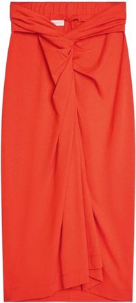 Dries Van Noten Rokken, Dames, Rood, M, Katoen, Geknoopte Jersey Rok