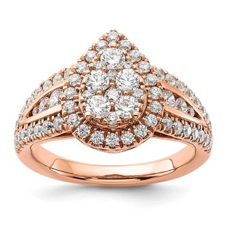 Diamond2Deal 14k Rose Gold Lab Grown Diamond Engagement Ring 1.3Ct Clarity- VS Color- G-H